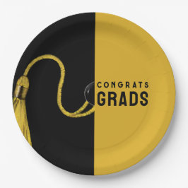 Platos de papel dorados para graduación creativa