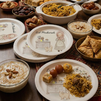 Platos de papel Eid Mubarak para fiesta musulmana