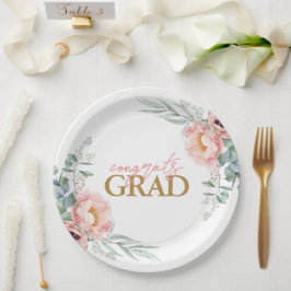 Platos de papel elegantes de graduación floral