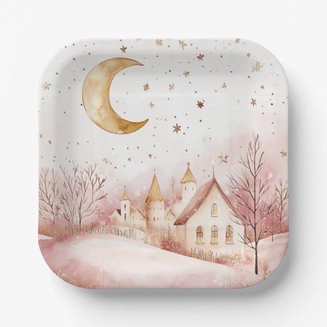Platos de papel elegantes de Navidad (Anverso)