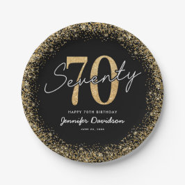 Platos de papel elegantes de oro negro para 70 cum