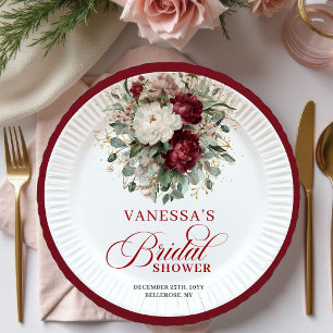 Platos de Papel Elegantes para Brunch Nupcial Flor