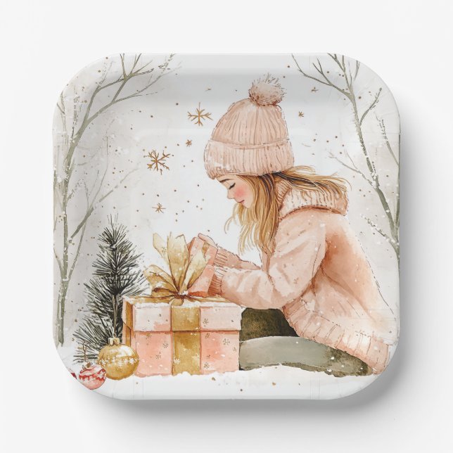 Platos de papel elegantes para Navidad (Anverso)