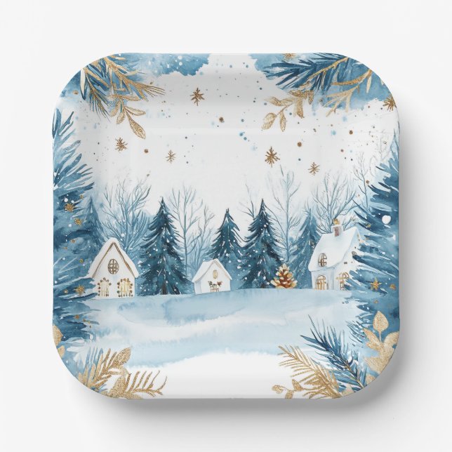 Platos de papel elegantes para Navidad (Anverso)