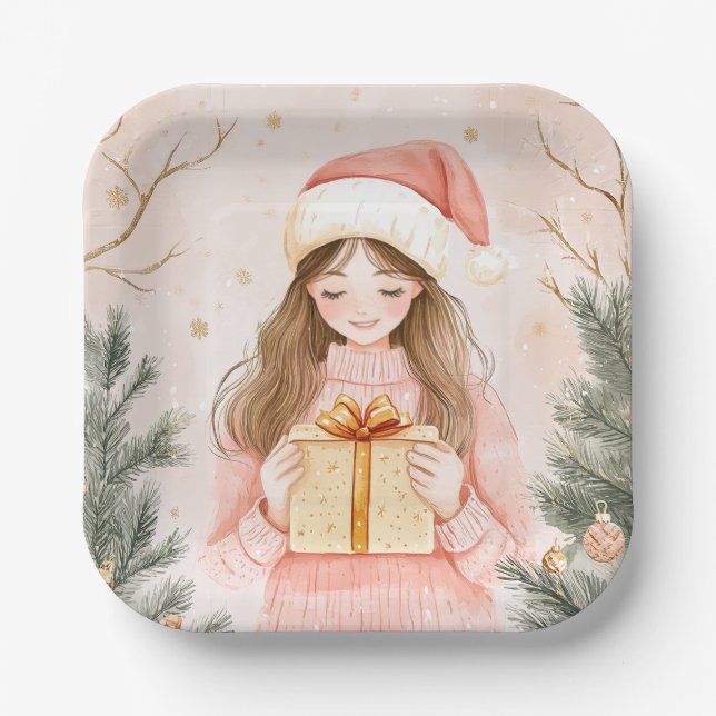 Platos de papel elegantes para Navidad (Anverso)
