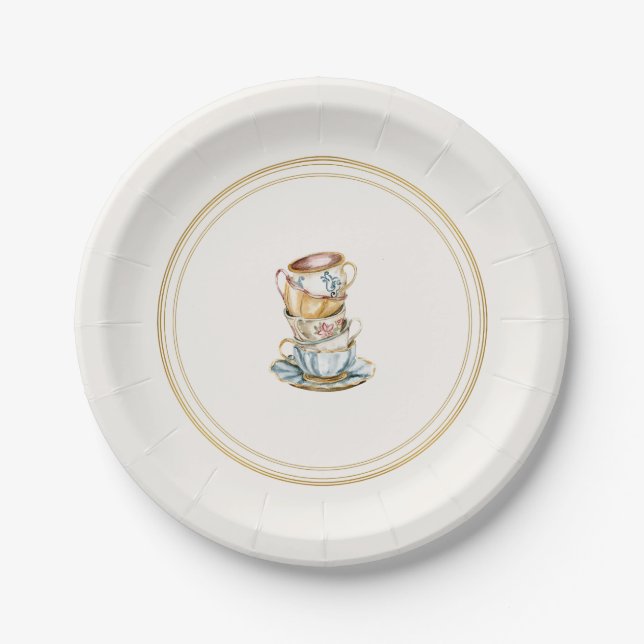 Platos de Papel Elegantes para Té de la Tarde Desp (Anverso)