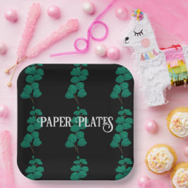 Platos de papel encantadores texto con tamaño de l