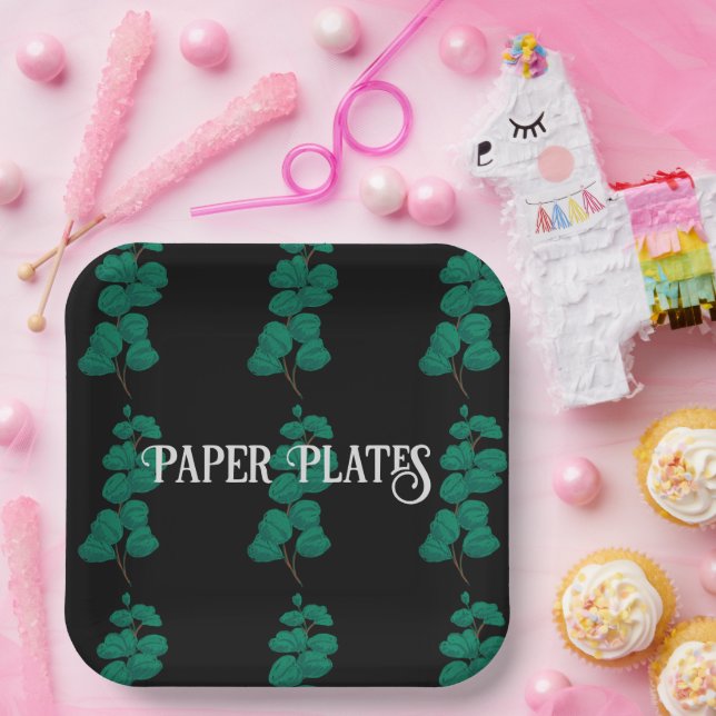 Platos de papel encantadores texto con tamaño de l (Fiesta)