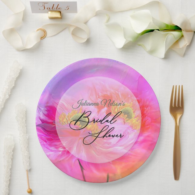 Platos de papel fantasía floral rosa (Boda)
