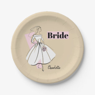 Platos de papel Fashion Bride Novia Neutral Nombre
