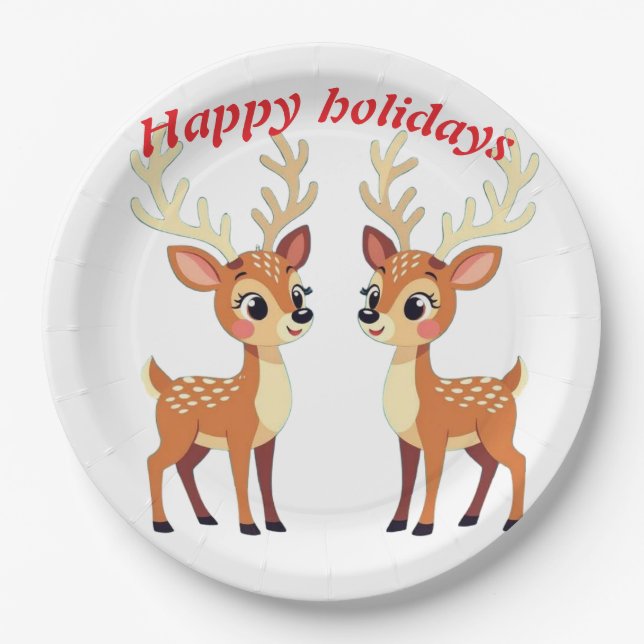 Platos de papel Felices Fiestas (Anverso)