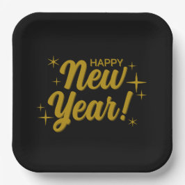 Platos de papel Feliz Año Nuevo