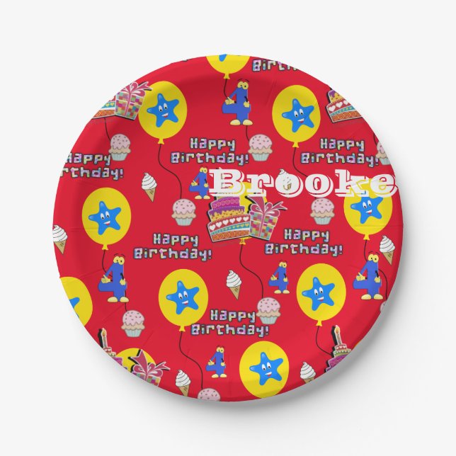 Platos de papel, Feliz cumpleaños número 4 #4 Glob (Anverso)