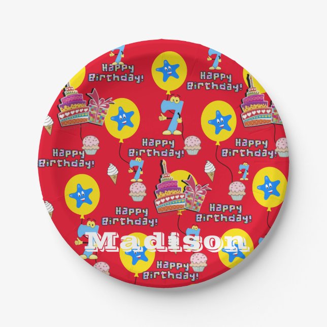 Platos de Papel, Feliz Cumpleaños número 7 #7 Glob (Anverso)