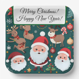 Platos de Papel Feliz Navidad