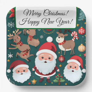 Platos de Papel Feliz Navidad