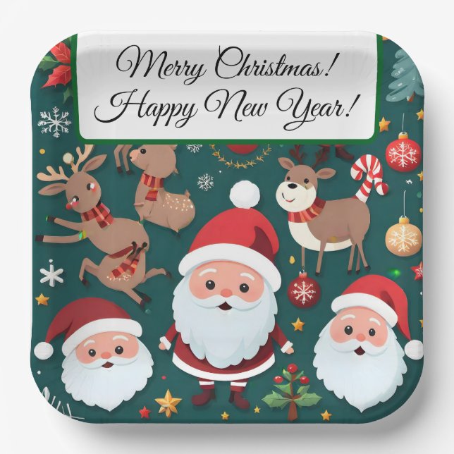 Platos de Papel Feliz Navidad (Anverso)