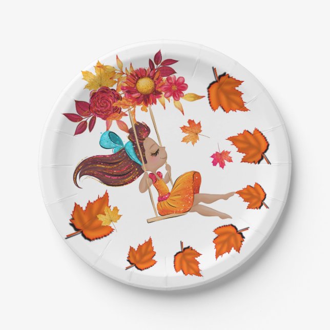 Platos de papel Feliz Otoño (Anverso)