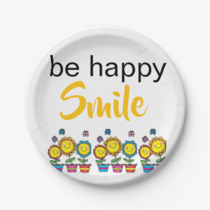 Platos de papel, Feliz Sonrisa Girasoles Florales