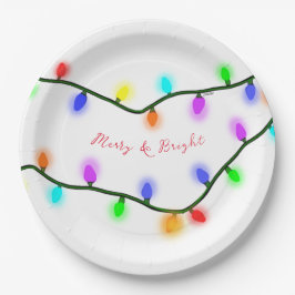 Platos de papel festivos Luces de Navidad KiniArt