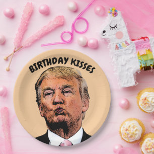 PLATOS DE PAPEL FIESTAS CUMPLEAÑOS BESOS DONALD TR