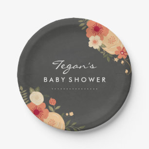 Platos de papel Floral Moderno Pizarra para Baby S
