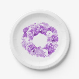 Platos de papel floral monocromático púrpura