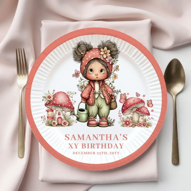 Platos de Papel Floral Pastel Cumpleaños 6 de Hada (Cute Fairy 6th Birthday Pastel Floral Paper Plates)