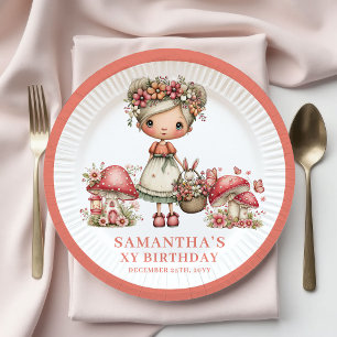 Platos de Papel Florales Cumpleaños Mágico Hada 8º