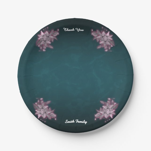 Platos de papel florales elegantes editables (Anverso)