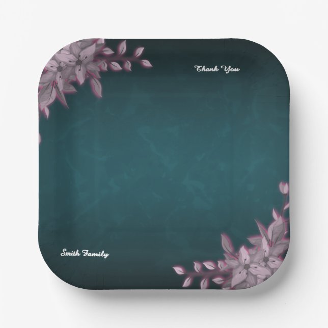 Platos de papel florales elegantes editables (Anverso)