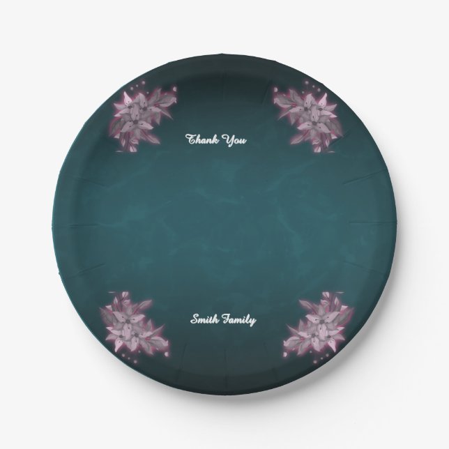 Platos de papel florales elegantes editables (Anverso)
