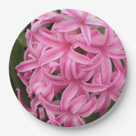 Platos de Papel Florales Jacintos Rosados Bonitos