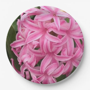 Platos de Papel Florales Jacintos Rosados Bonitos