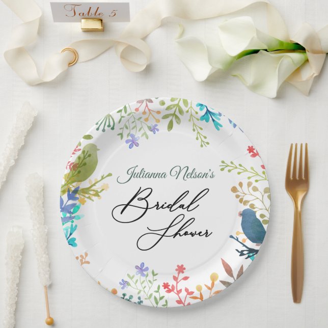 Platos de papel florales pastel (Boda)