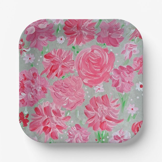 Platos de papel floreales Amor en Flor (Anverso)