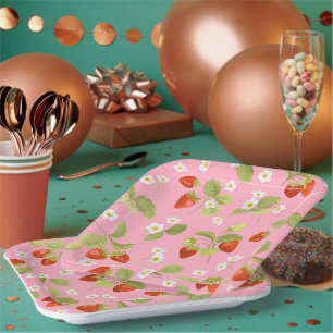 Platos de Papel Fresas de Verano