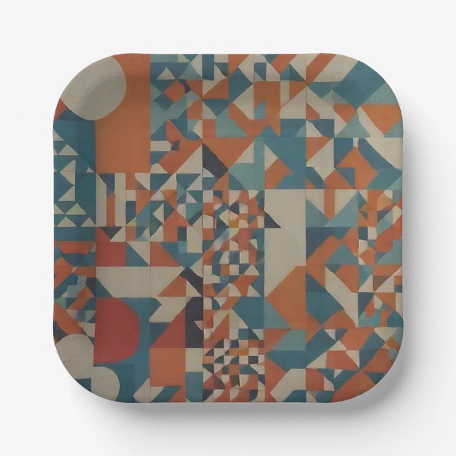 Platos de Papel Geométricos Modernos (Anverso)