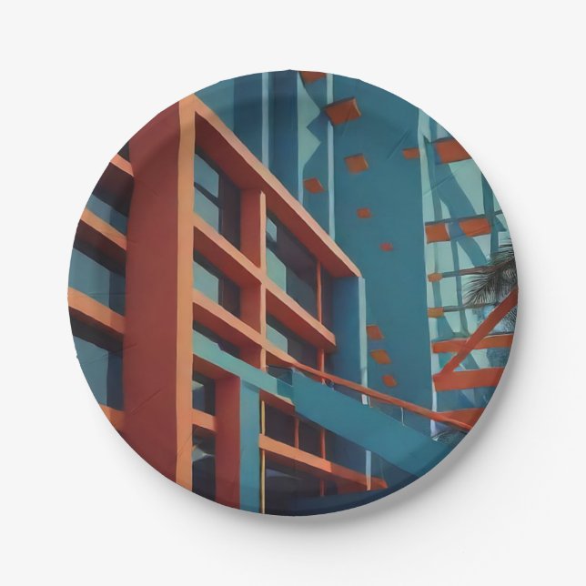 Platos de Papel Geométricos Modernos (Anverso)