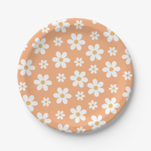 Platos de papel Groovy Retro Daisy albaricoque