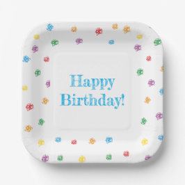 Platos de Papel “Happy Birthday” Ceras de Colores
