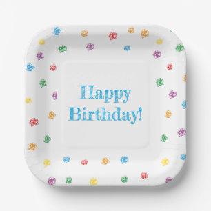 Platos de Papel “Happy Birthday” Ceras de Colores