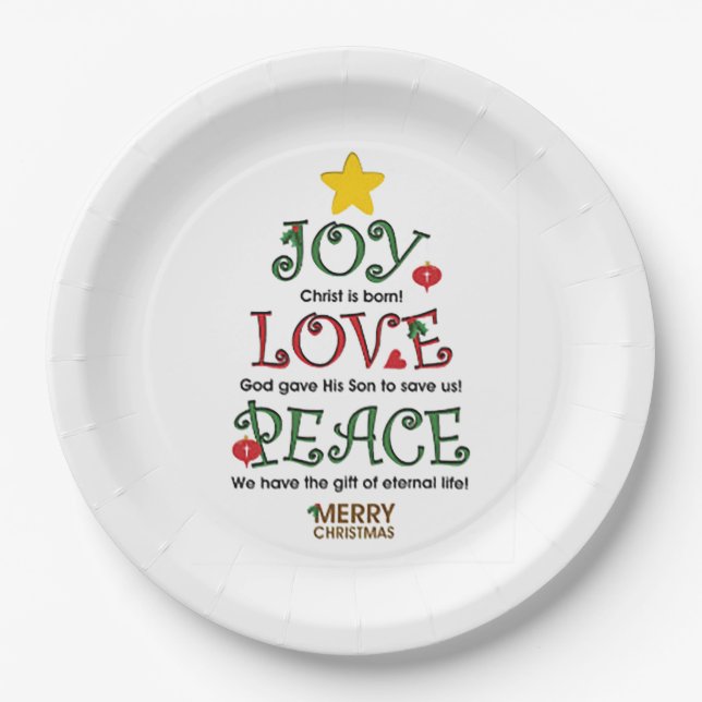 Platos de Papel Joy Love Peace 9” (Anverso)