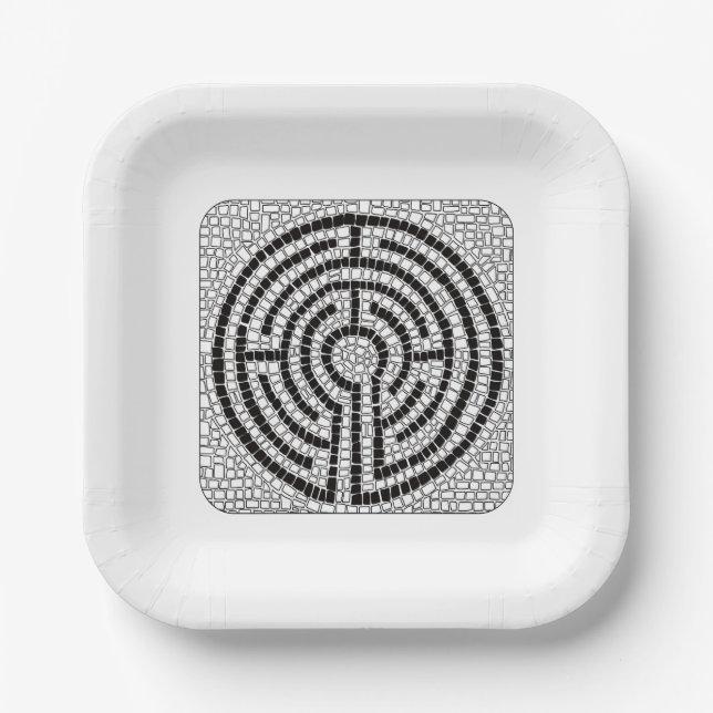 Platos de Papel LABYRINTH VII de 7" Cuadrado - Bla (Anverso)