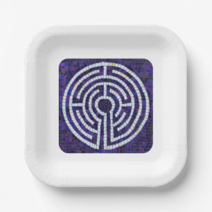 Platos de Papel LABYRINTH VIII 7" Cuadrado - Blanc