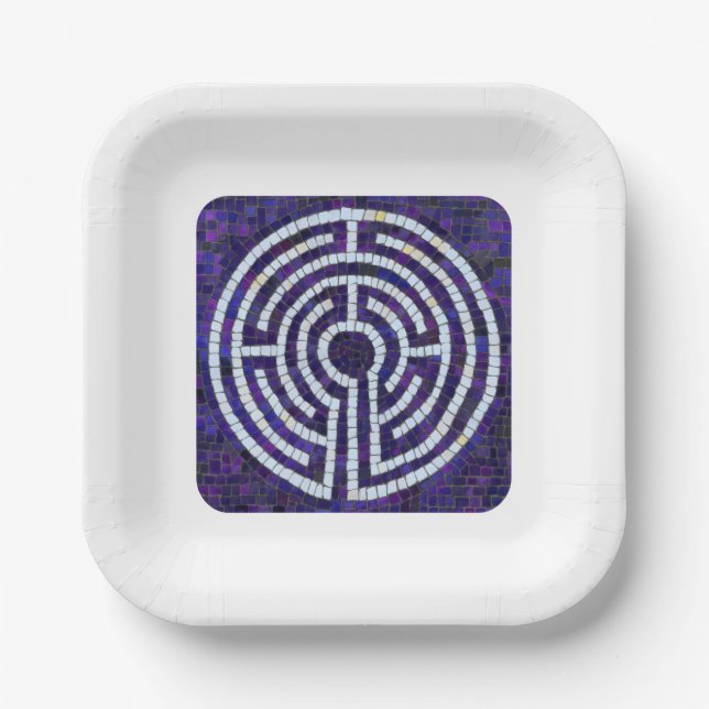 Platos de Papel LABYRINTH VIII 7" Cuadrado - Blanc (Anverso)