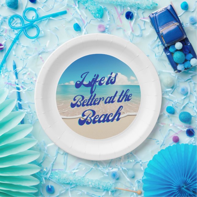 Platos de papel Life is Better At the Beach (Fiesta)