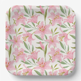 Platos de papel Lilly, fiesta floral rosa