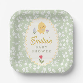 Platos de papel lindos para baby shower de pollito