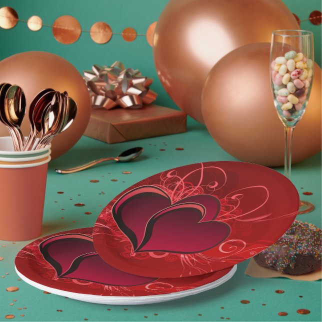 Platos de papel Love & Hearts (Multi)